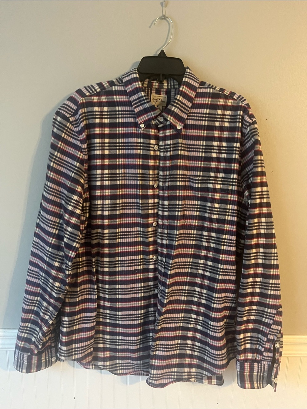 J. Crew Plaid Button-Down Shirt in Navy, White & Burgundy
